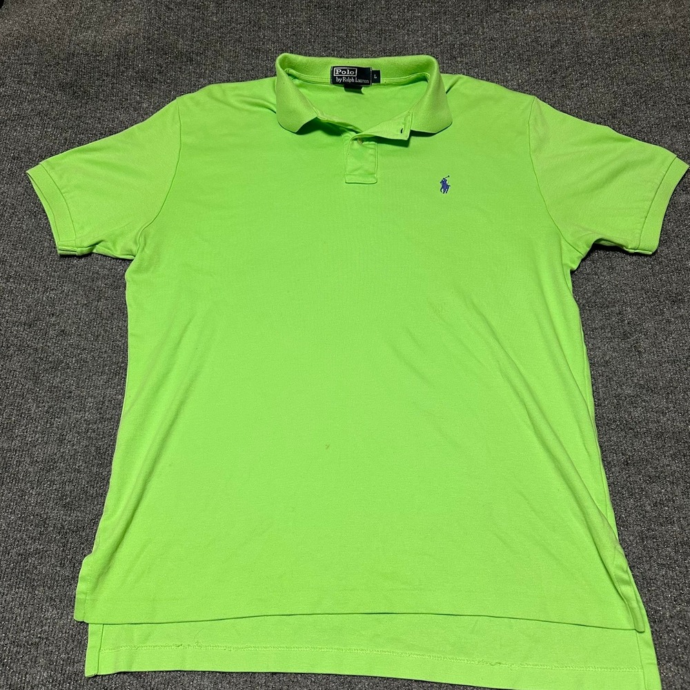 Polo Ralph Lauren Mens Lime Green Short Sleeve Polo Shirt Large 0828